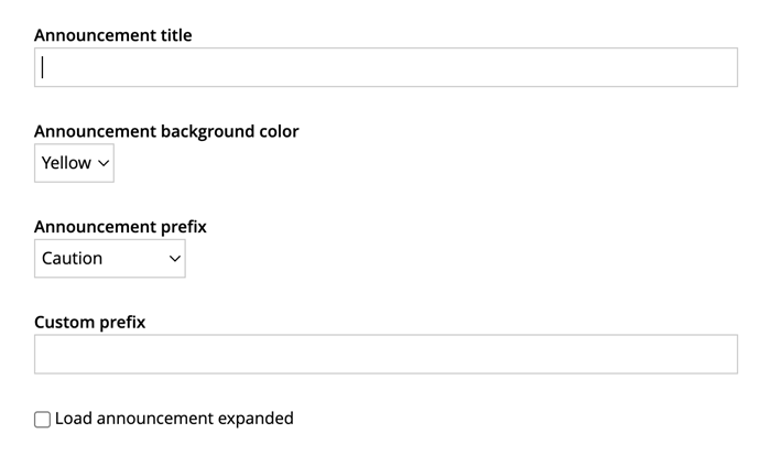 Annoucements Content Type - option for title, color and prefix