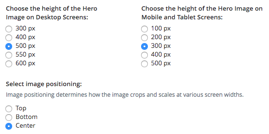 Hero image - Desktop and mobile height settings