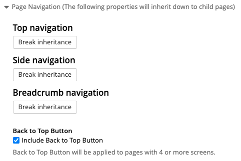 Website Navigation Settings