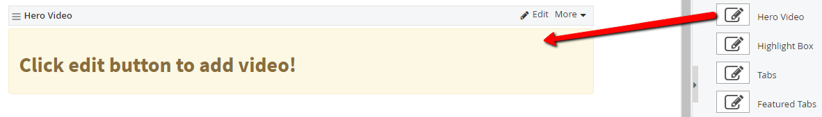 Dragging hero video widget to content area