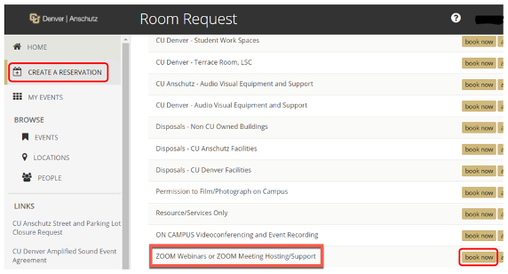 image of EMS reservation page