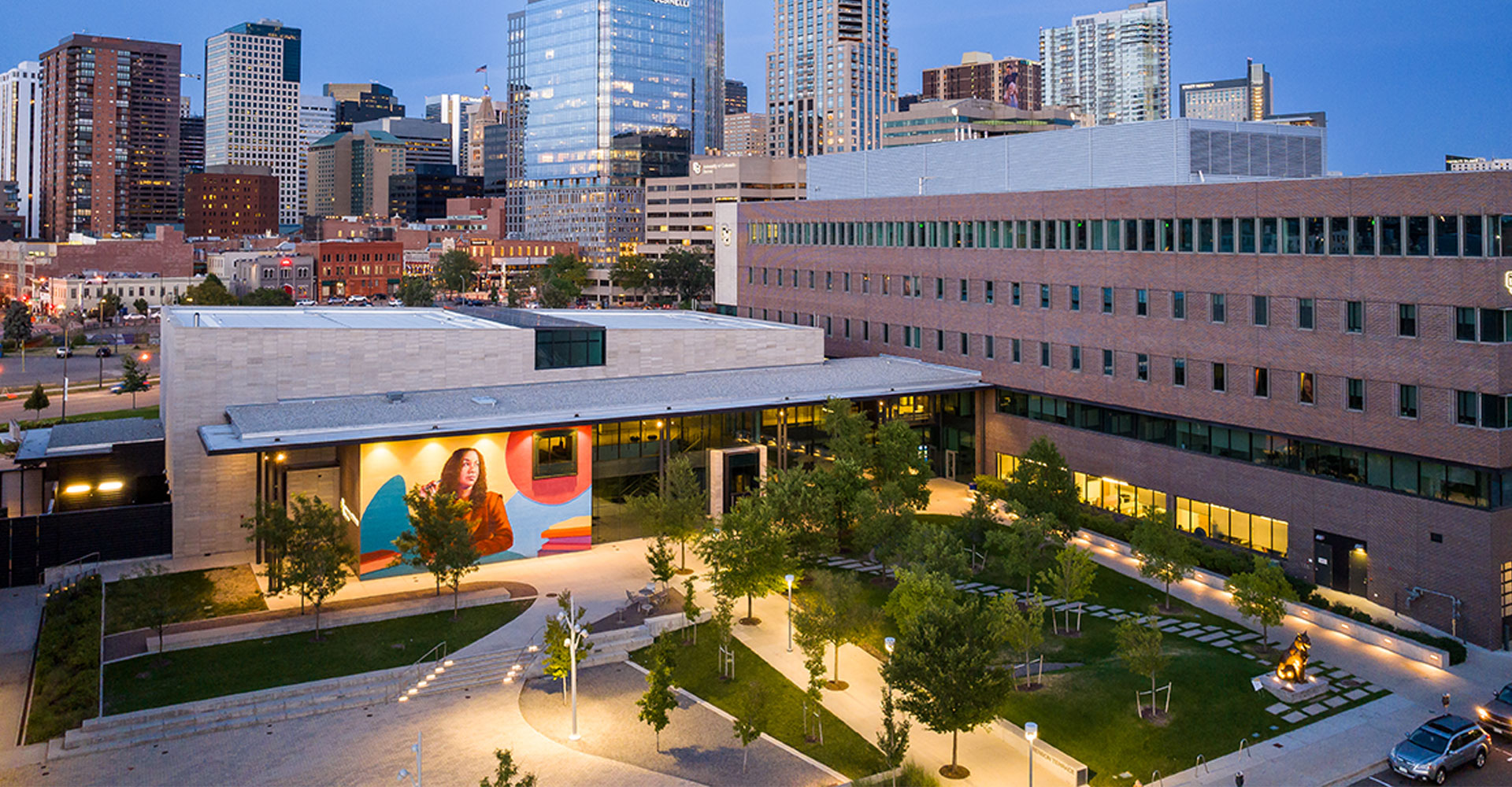 CU Denver campus with Denver in the background