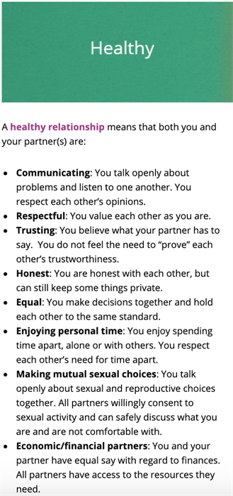 Healthy relationship components