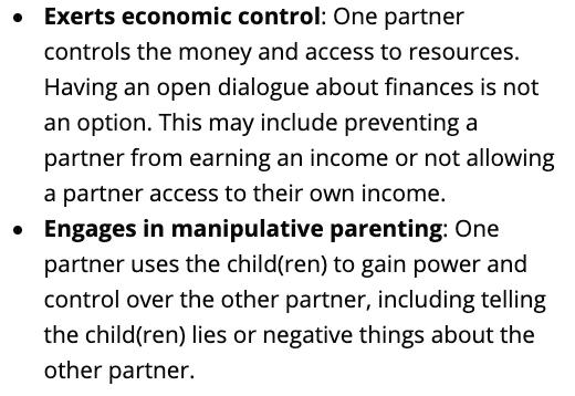 Abusive relationship components