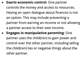 Abusive relationship components Abusive relationship components