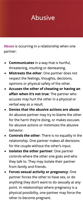 Abusive behavior components