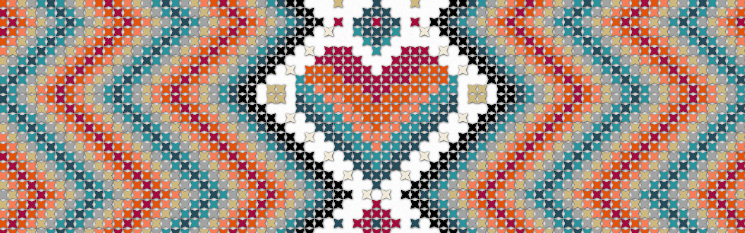 Graphic of cross-stitched heart