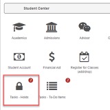 Screenshot of UCDAccess displaying the hold icon in student center