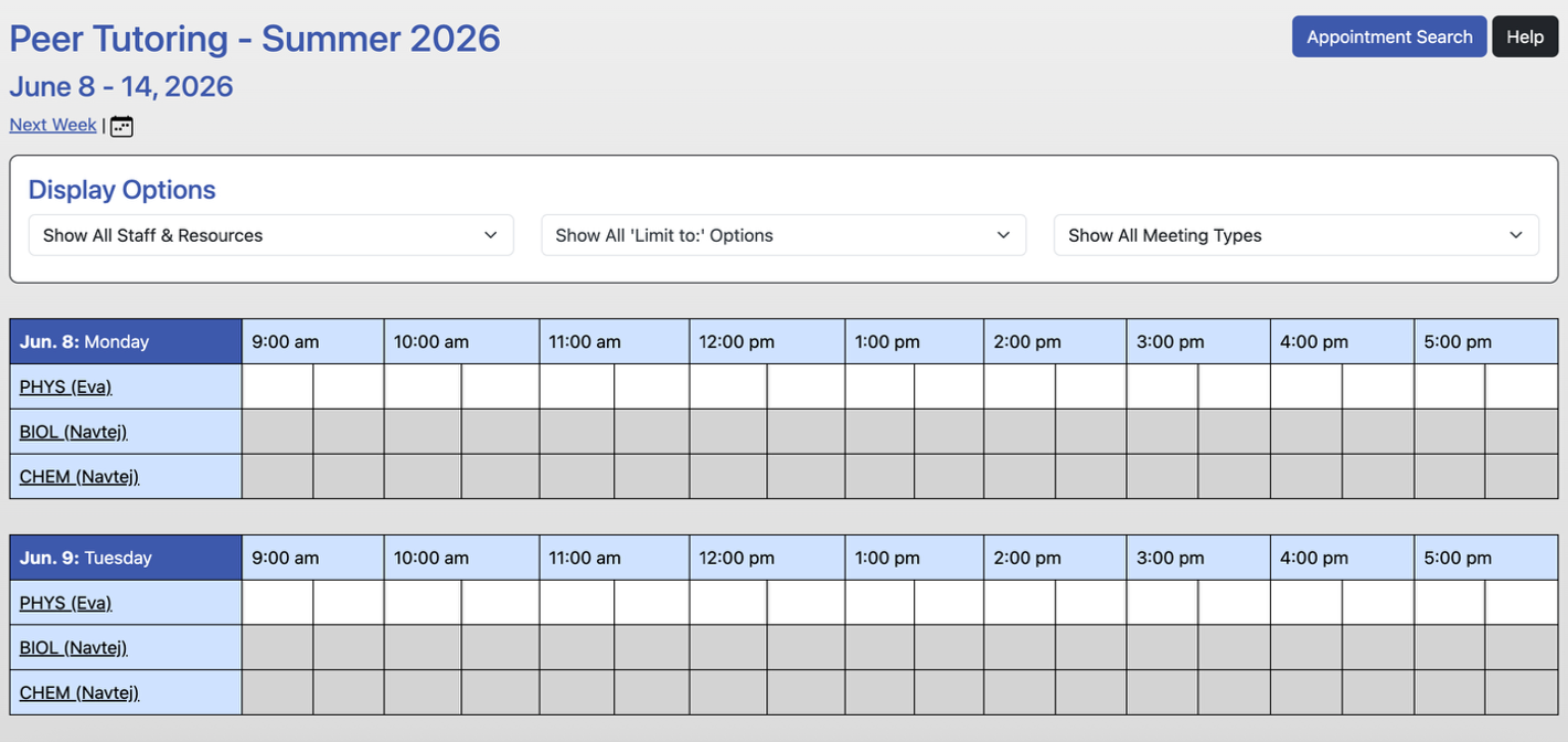 Schedule open