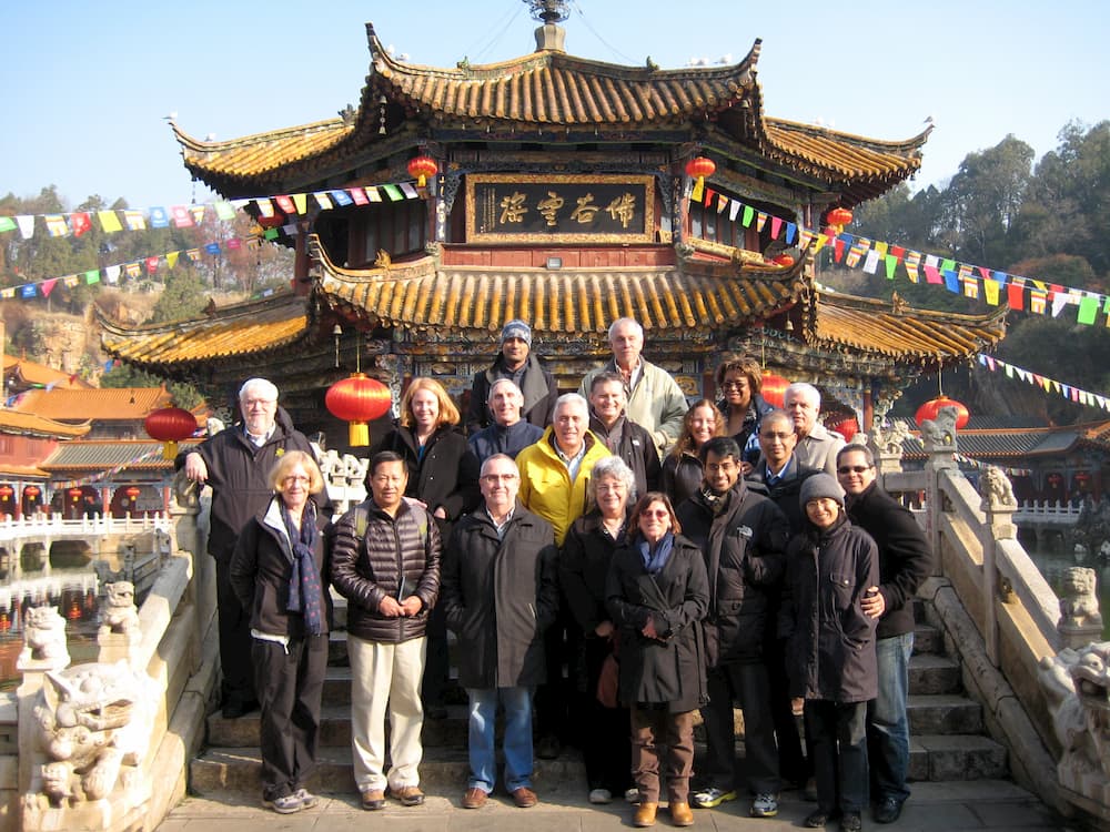 China FDIB Participants in front of a pagoda