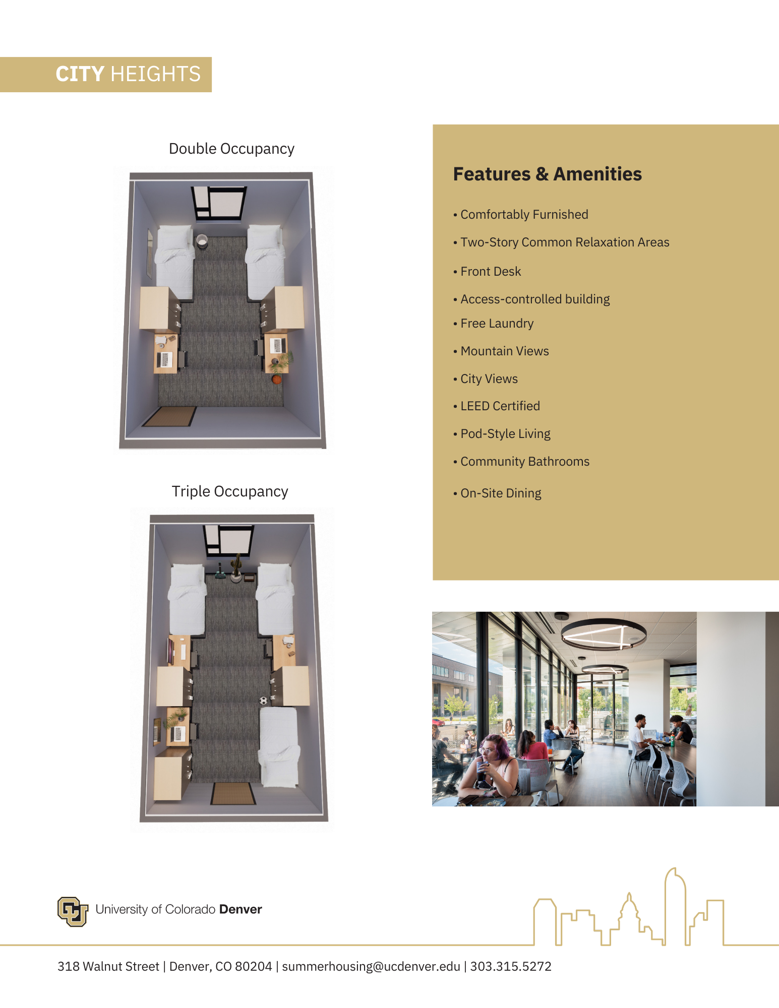 Summer 2026 Camps & Conferences Floor Plans - Need an Accessible Version? Email summerhousing@ucdenver.edu