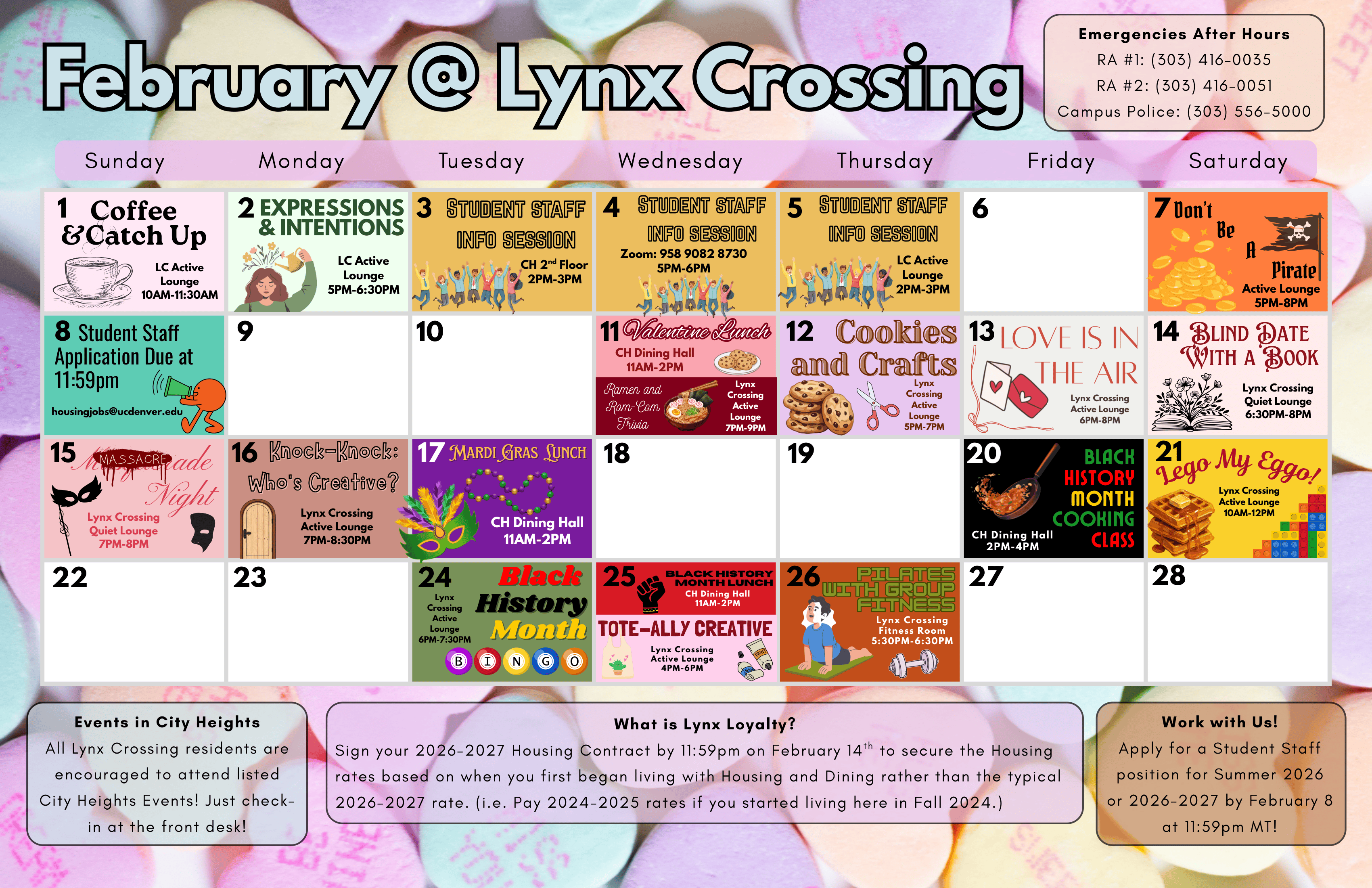 Please email housing@ucdenver.edu for an Accessible Version of the event calendar