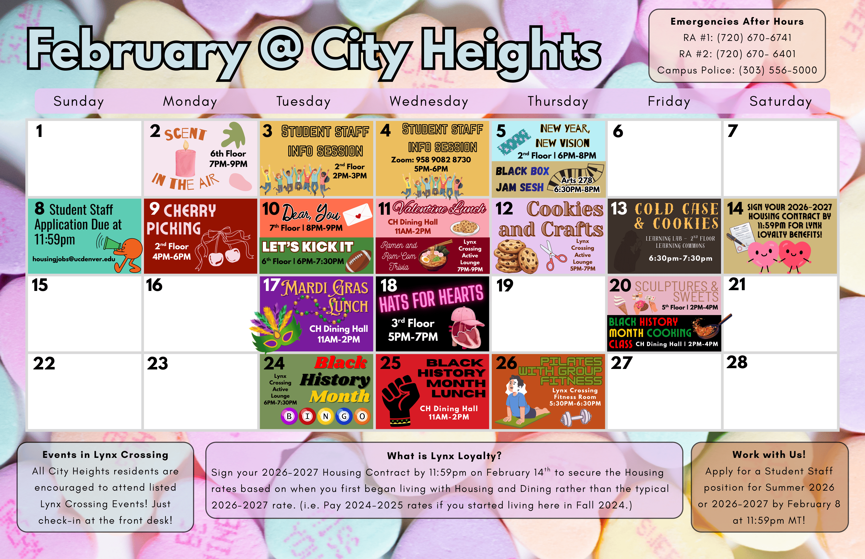 Please email housing@ucdenver.edu for an Accessible Version of the event calendar