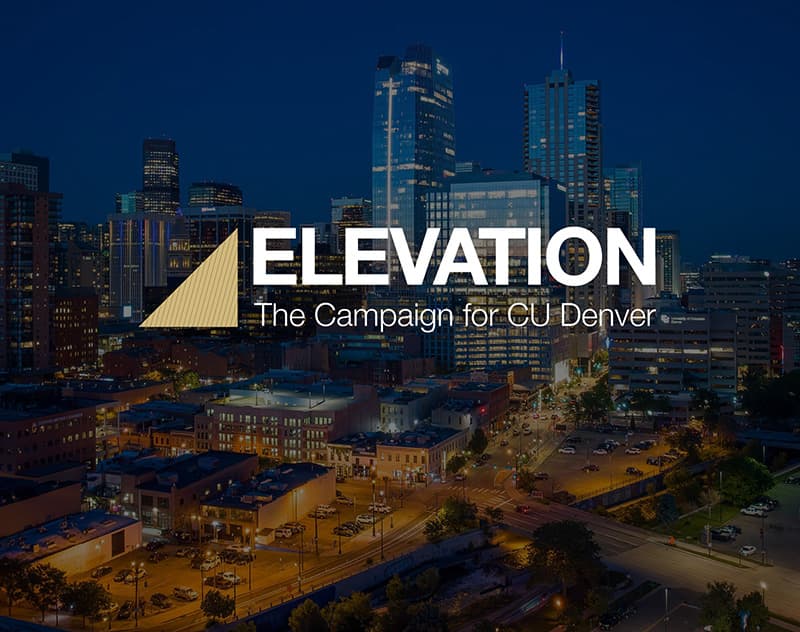 Aerial view of downtown Denver with text reading, 