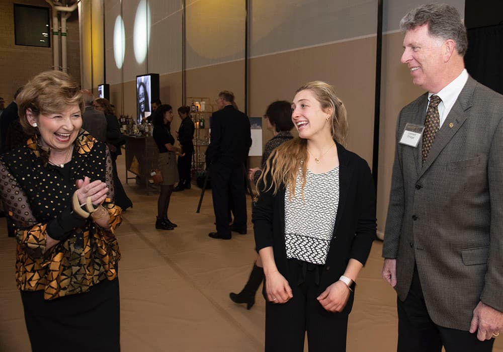 Chancellor Horrell greets guests attending the 2019 Celebration of CU in the City