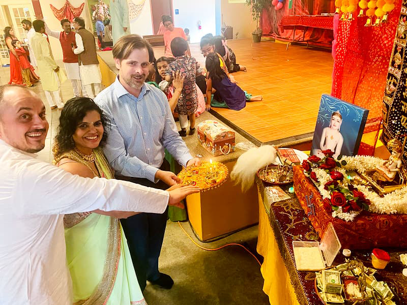Dr. Steve Vose at a visit with the Jain Samaj of Colorado.
