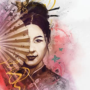 Illustration of Chinese woman.