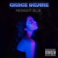 Image of  Midnight Blue album cover with Grace DeVine washed in purple on a black background.