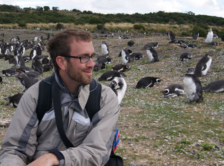 Daniel Smafield in Argentina with penguins