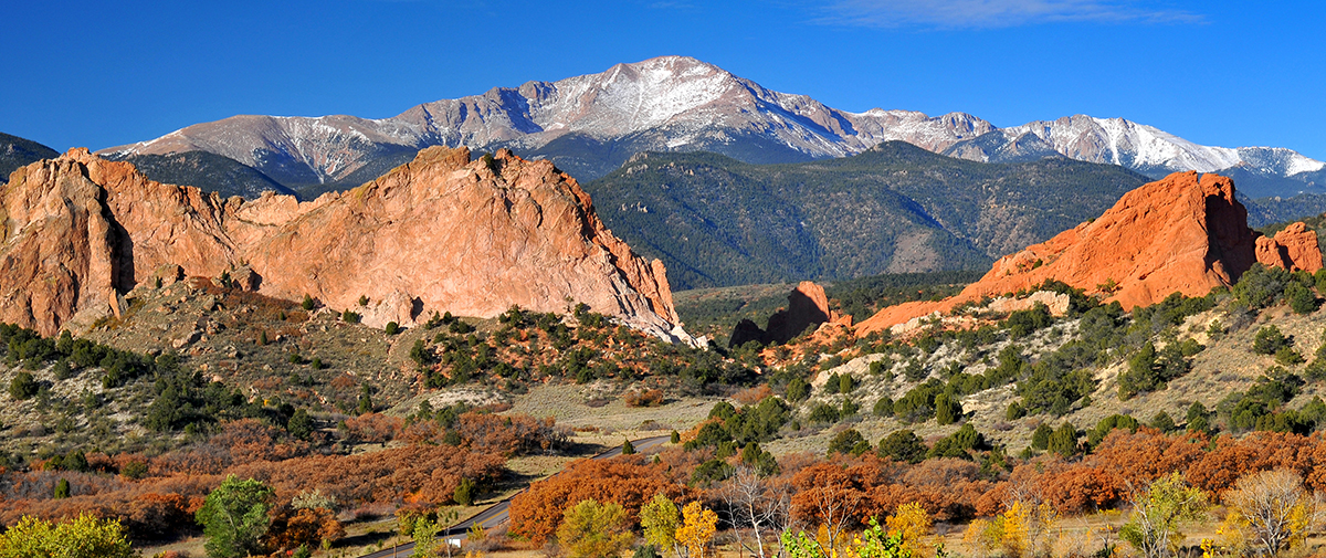 View of Garden of the Gods in fall