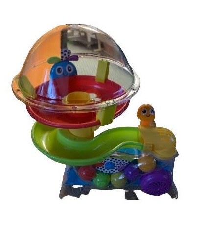 ball popper toy with a large dome and a slide for the balls to go down