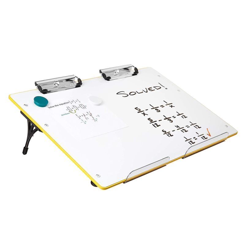 horizontal clipboard with a kickstand, allowing it to stand on a slant