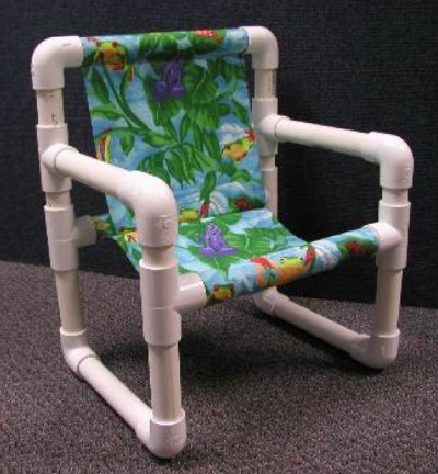 chair made from PVC with fabric attached
