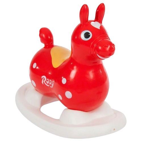 child rocker shaped like a horse with a heart in the center of its head
