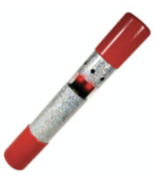 tube with two red ends and glitter in the middle