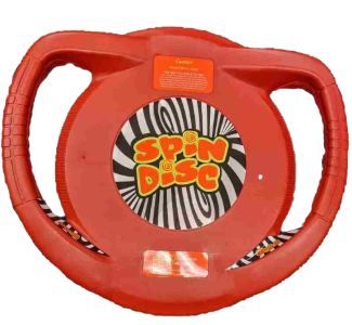 large disc-shaped toy that is meant to be stood on