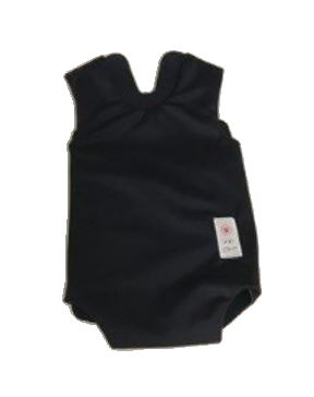 black full-body vest for an infant