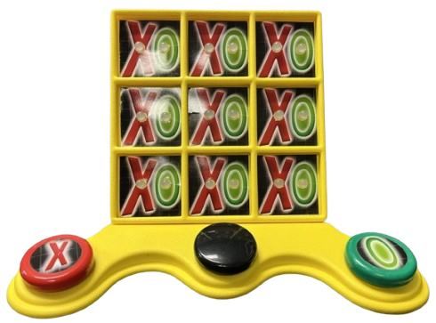 switch adapted tic tac toe with three switches: one for x, one for o, and a blank one in the middle
