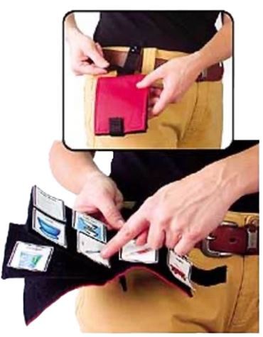 a wallet-like booklet of communication squares