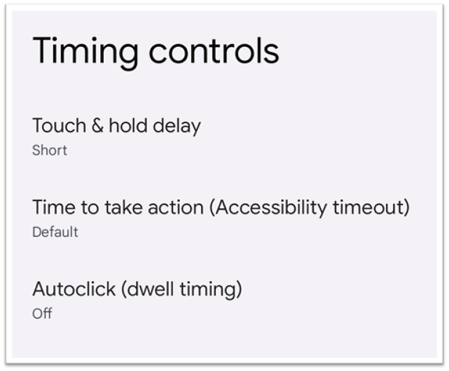 timing controls settings