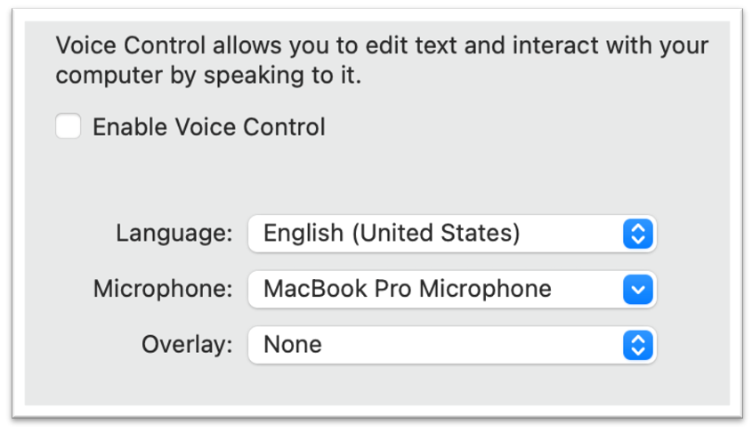voice control setting