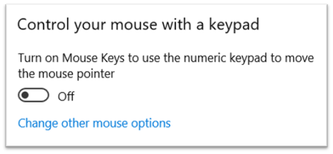 mouse keys setting