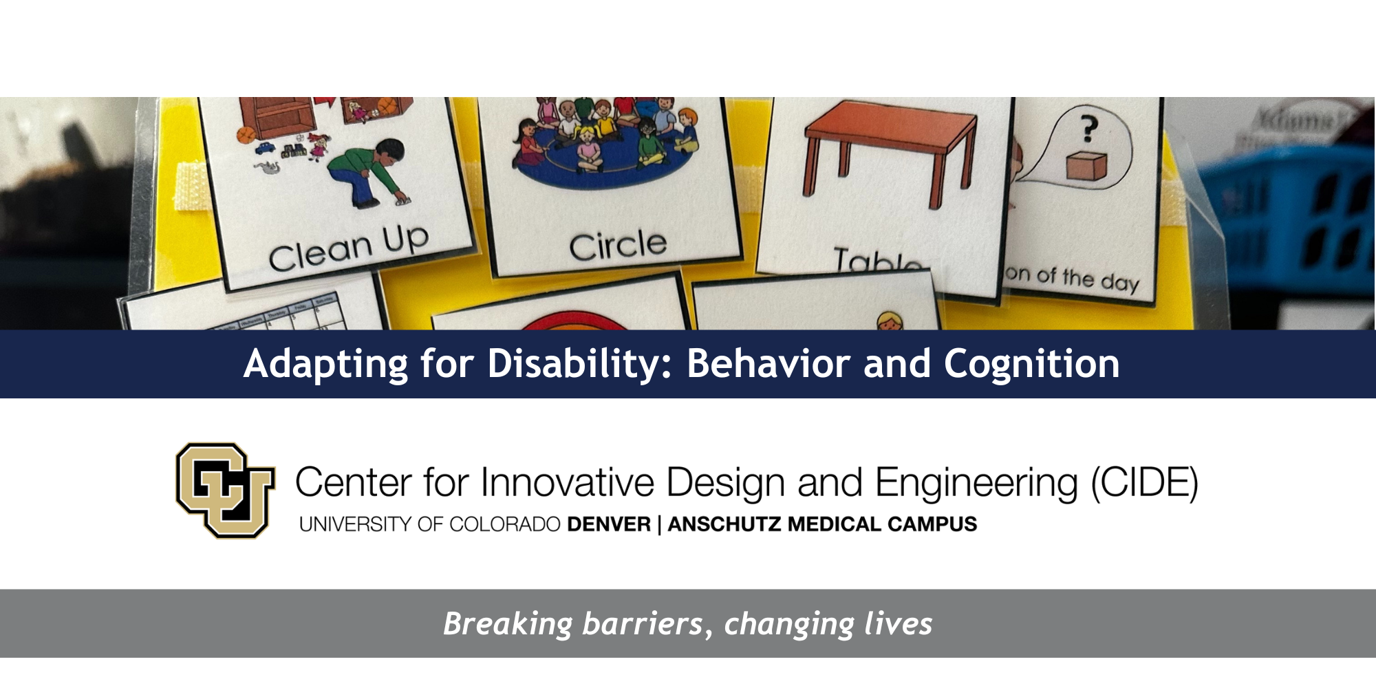 Features a photograph of instructional, laminated squares. Text reads: 