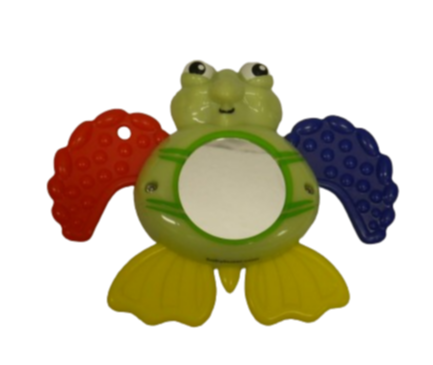 una tortuga de silicona colorida con un espejo en el vientre