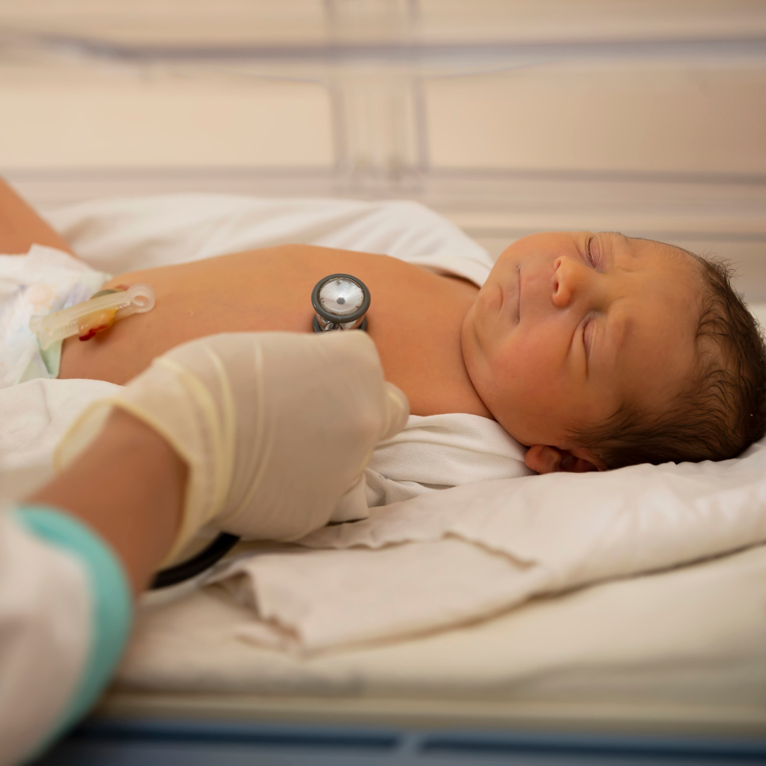 An infant being monitored