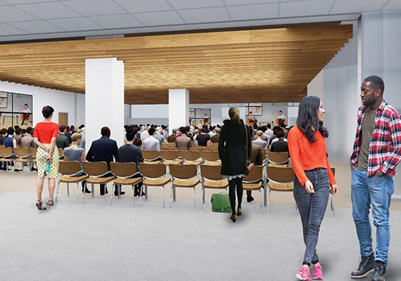Interior computer rendering of conference room