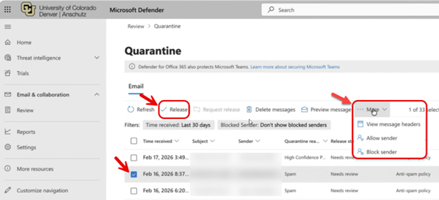 Screenshot with arrows pointing to 
