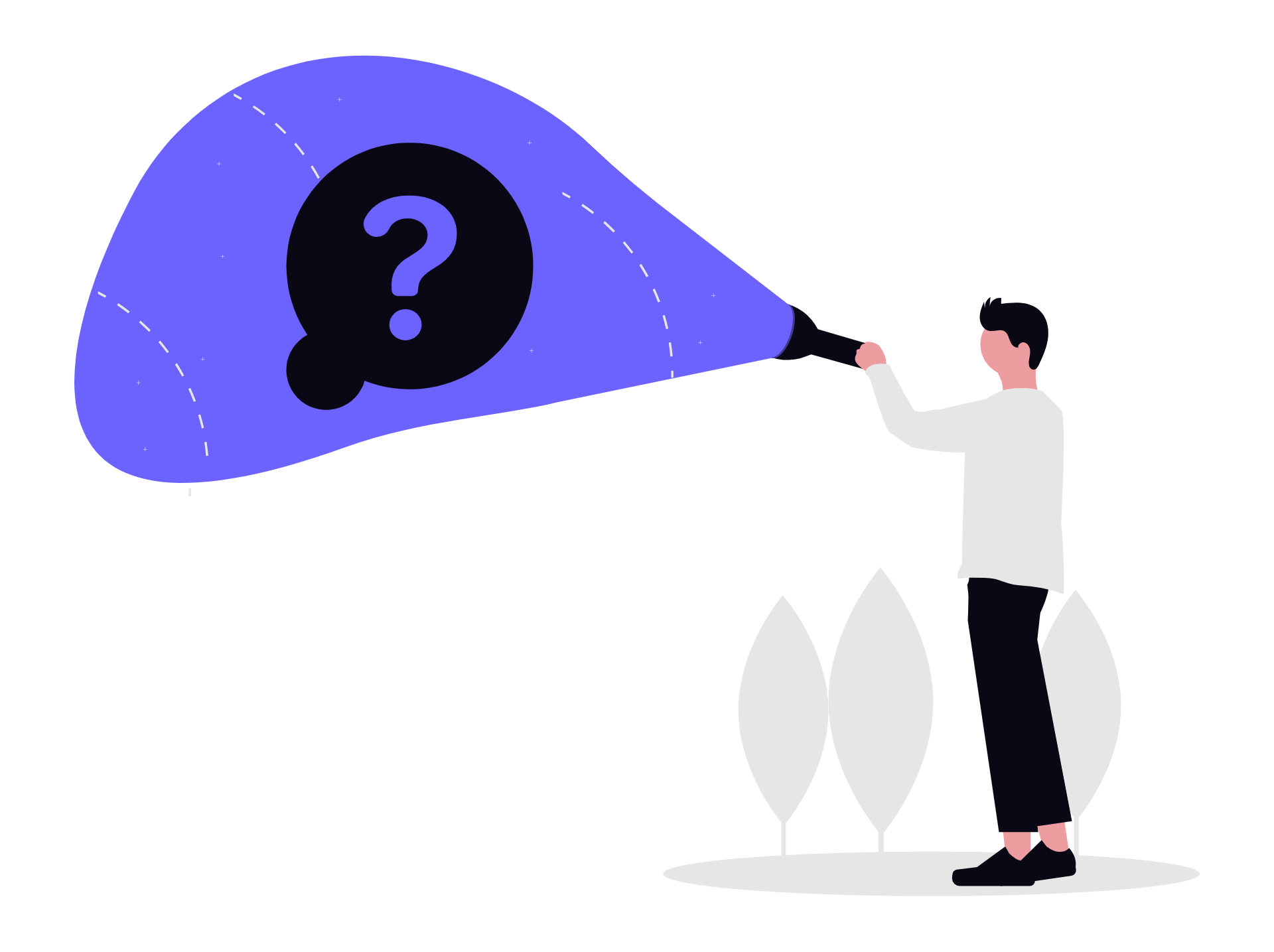 Illustration of a person exploring information and learning artificial intelligence concepts online.