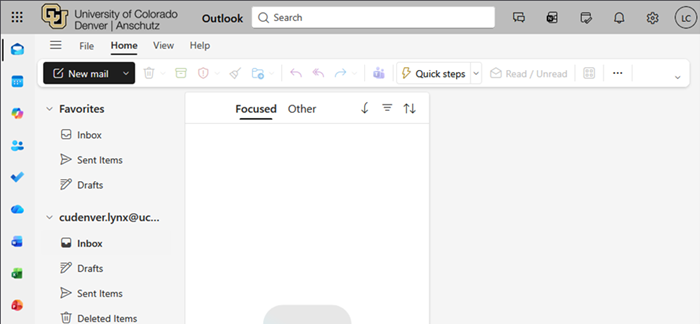 Screenshot of the university inbox