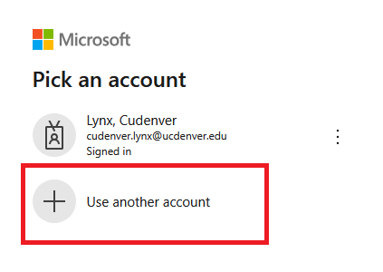 Screenshot of the option to add another account to Outlook.