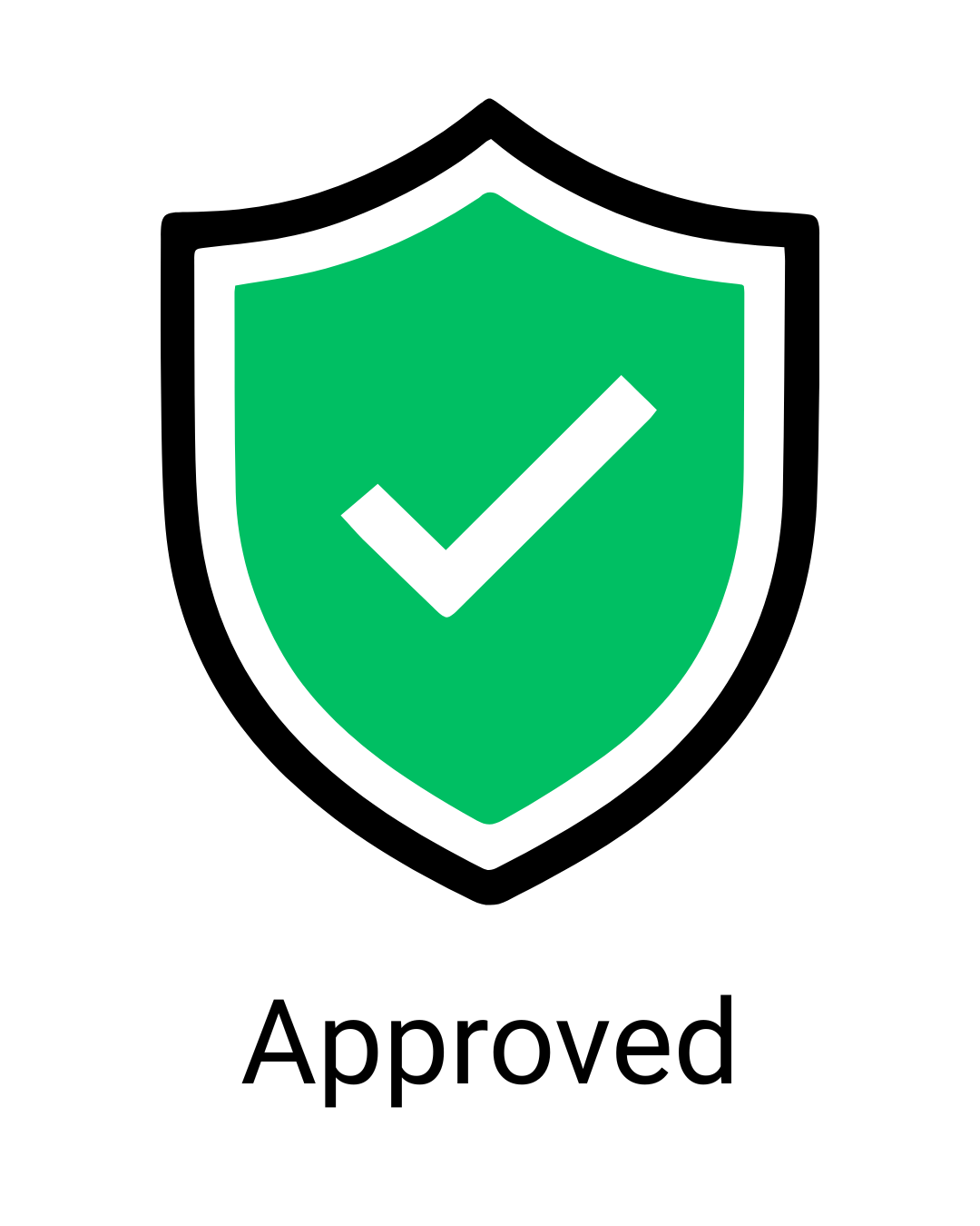 Graphic of a cybersecure check mark with the word Approved