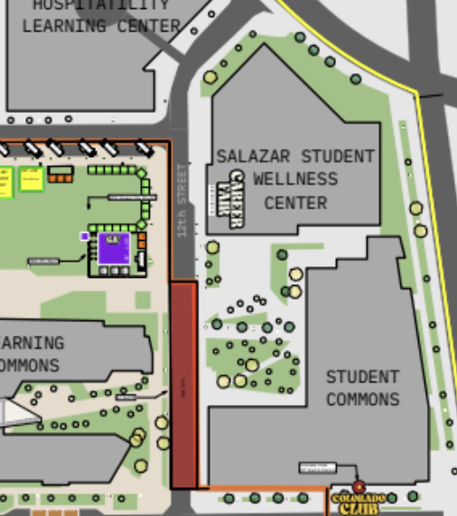 map of the student wellness center impacted by outdoor music festival